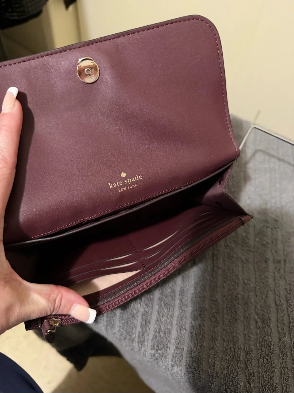 kate spade Glitter Convertible Wristlet in Plum